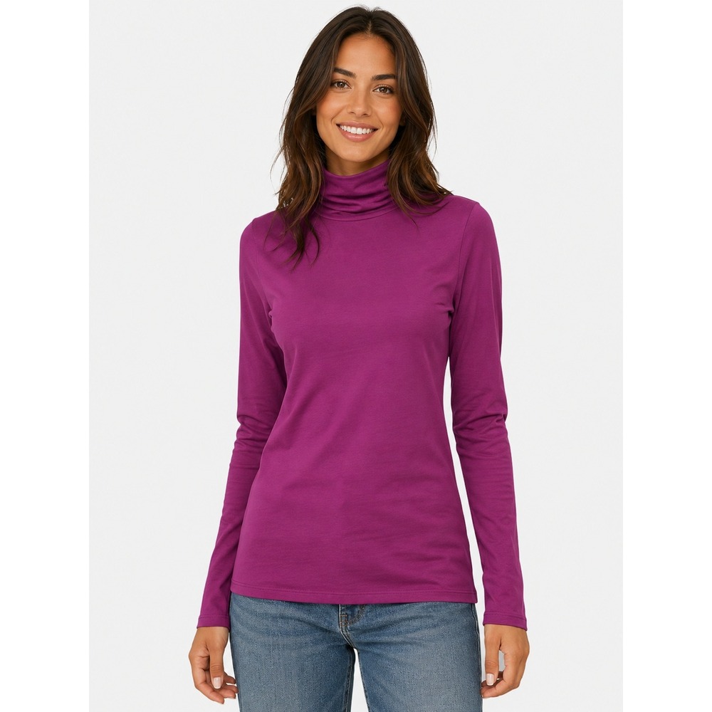 NWOT Peruvian Connection Purple Violet Pima Cotton Turtleneck Top Sweater XL New